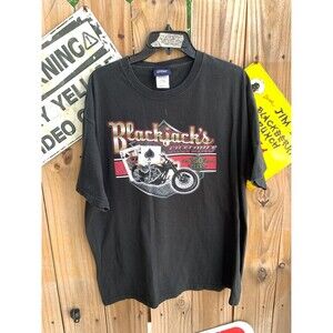Vintage 2004 Black and red vintage Blackjacks Customs biker tee Size L